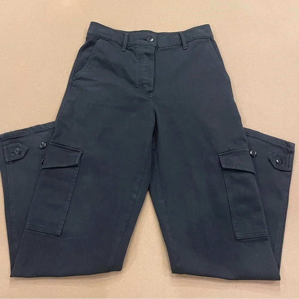 Aritzia Wilfred Free Black Denim Adjustable Cuff Black Cargo Pants Size 4